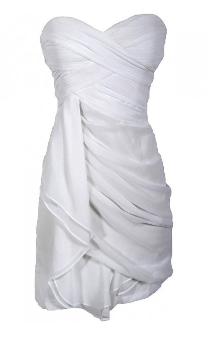 Dreaming of You Chiffon Drape Party Dress in White Lily Boutique