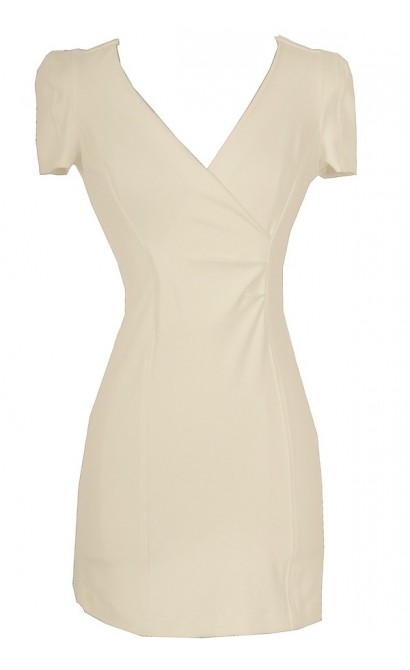 Crossing Over Sheath Dress in Ivory Lily Boutique