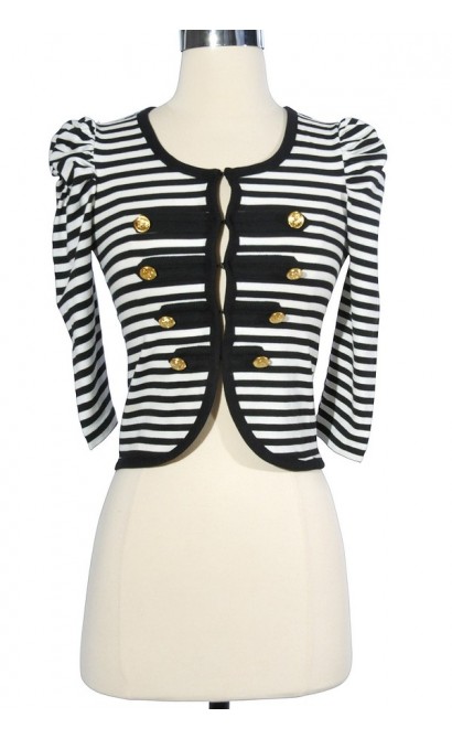 Going Sailing Nautical Stripe Jacket in Black/White