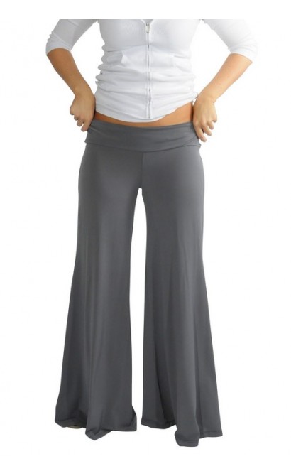 Silky Wide Leg Palazzo Pants in Grey