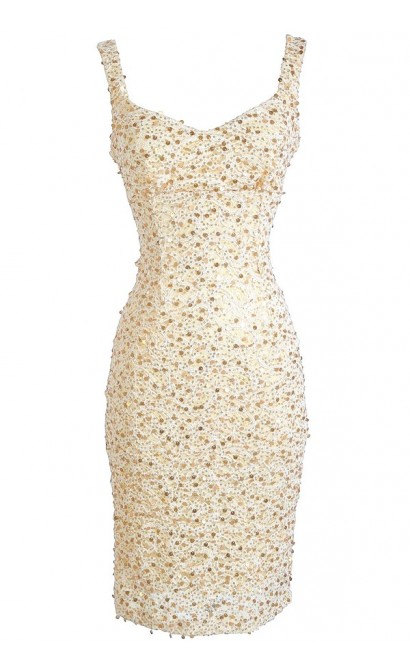 All That Shimmers Cream and Gold Paillette Dress_54