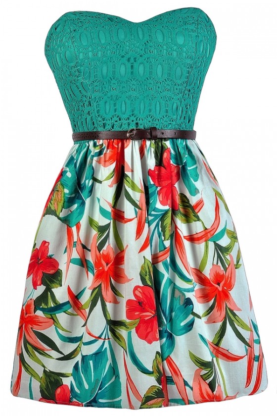 Florida Keys To My Heart Tropical Printed Dress