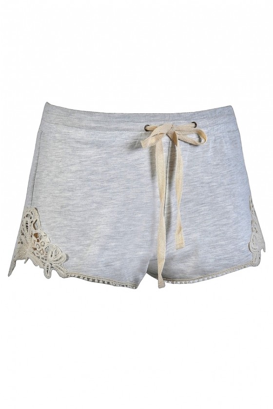 Heather Grey Shorts, Lace Trim Shorts, Cute Casual Shorts, Casual Summer  Shorts, Grey Casual Shorts Lily Boutique