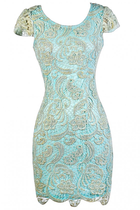 aqua lace dress