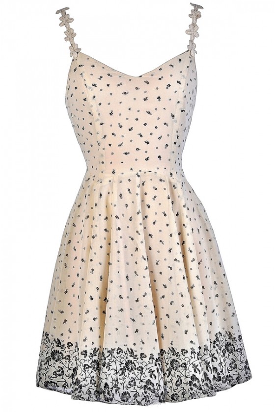 black and beige floral dress Print Dress, Floral Print Sundress, Cute Summer Dress, Beige and Black A-Line Dress, Beige and Black Floral Print Party Dress, Cute Party Dress, Cute Sundress Lily Boutique black tie wedding guest this maxi Size:14 AUS dresses-lbd