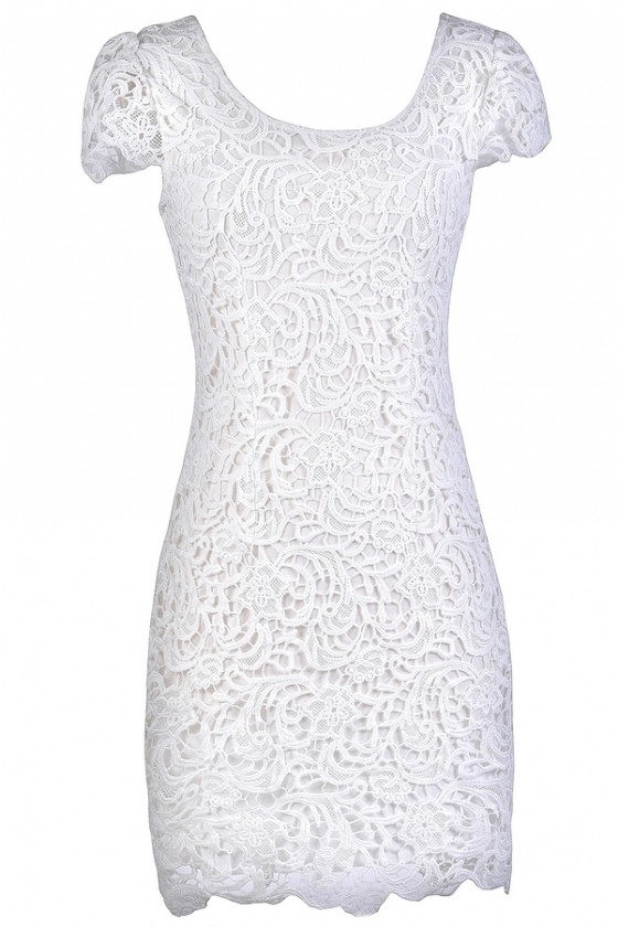 Ivory Capsleeve Lace Dress Ivory Lace Pencil Dress Ivory Lace