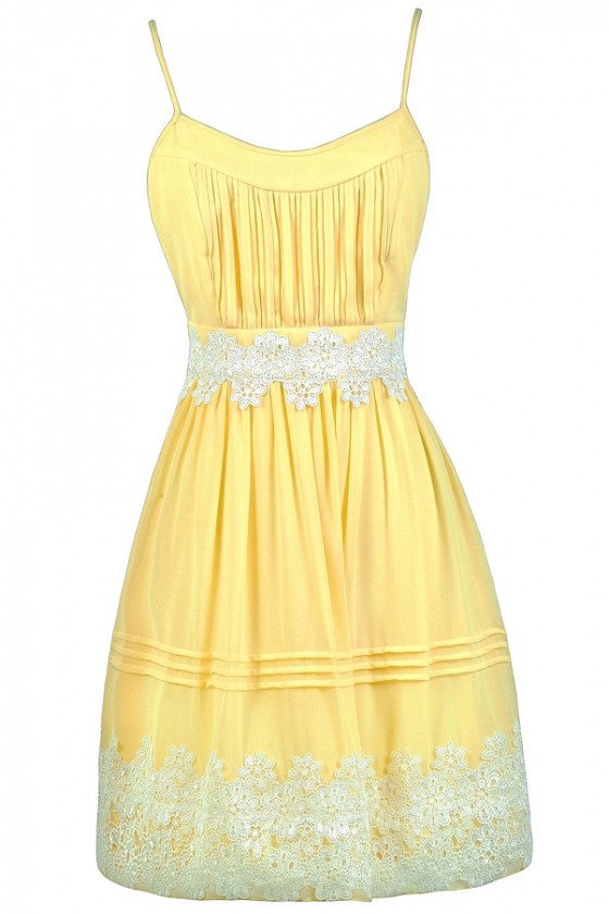 Always Sunny Crochet Applique Dress in Yellow