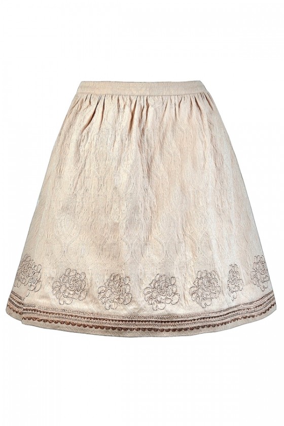 Embroidered 2025 skirt beige