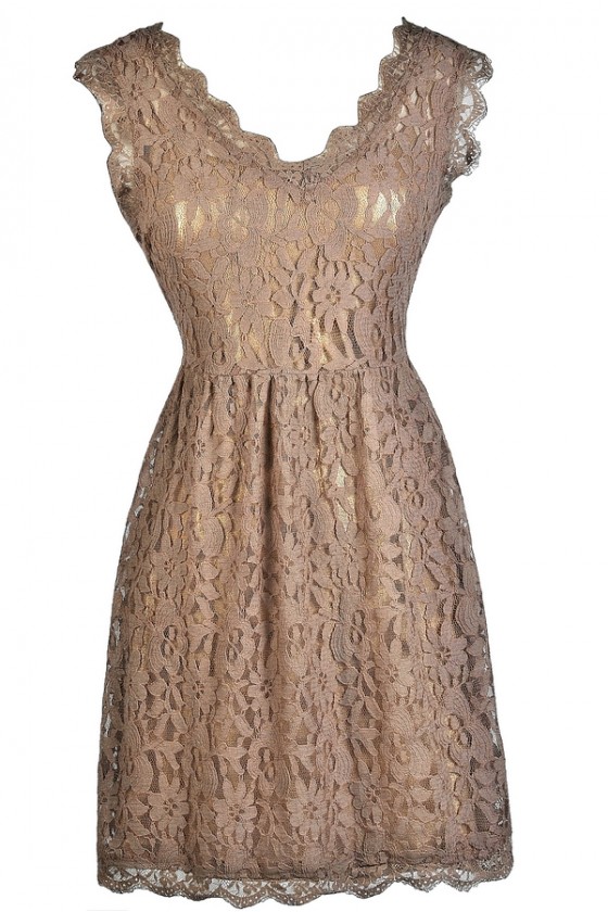 Bittersweet Lace Dress in Mocha