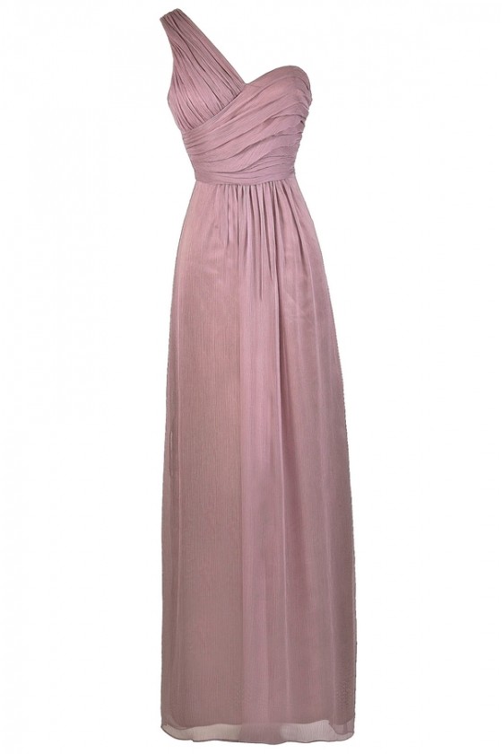 dusky pink maxi bridesmaid dress