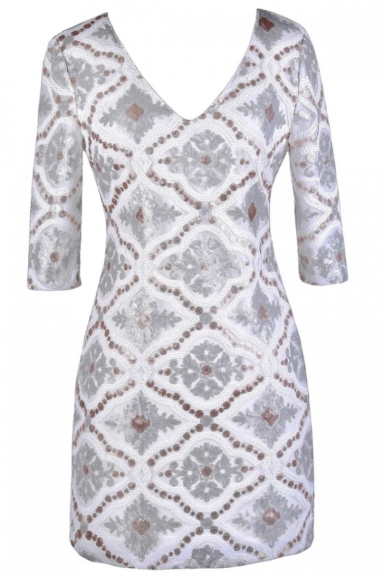 silver sequin sheath dress