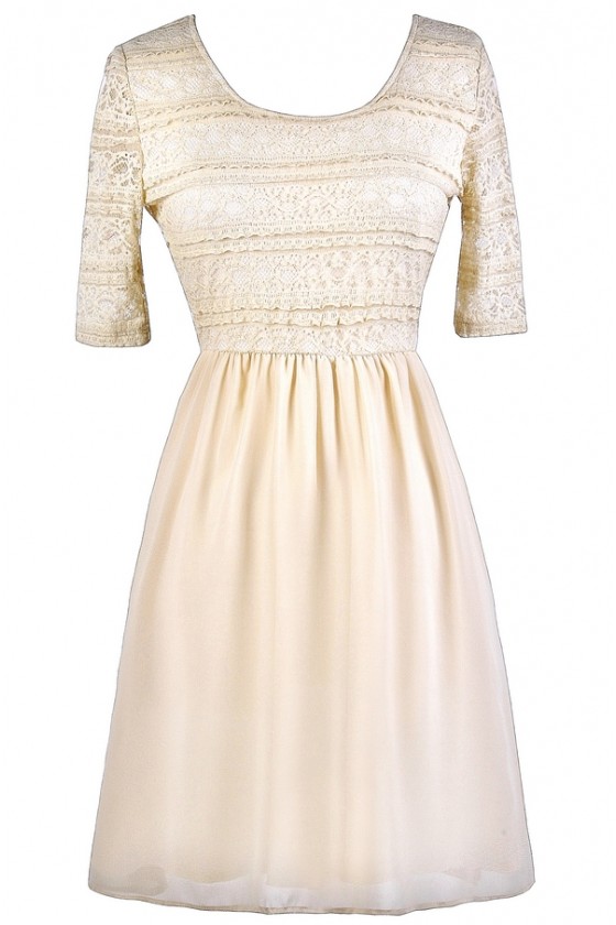 Cream Lace A-Line Dress, Beige Lace A-Line Cute Lace Dress, Cute Beige Dress, Cute Cream Dress, Cream Dress, Beige Lace Dress, Beige Lace A-Line Dress, Cream Lace A-Line Cream