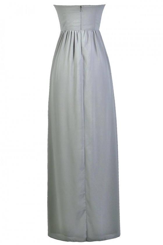 grey chiffon embellished maxi dress