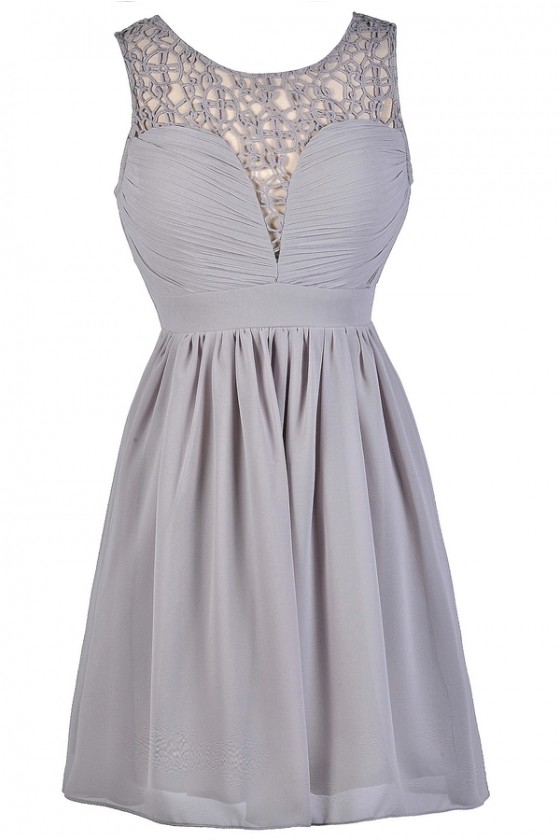 Grey A-Line Dress, Cute Gray Dress ...