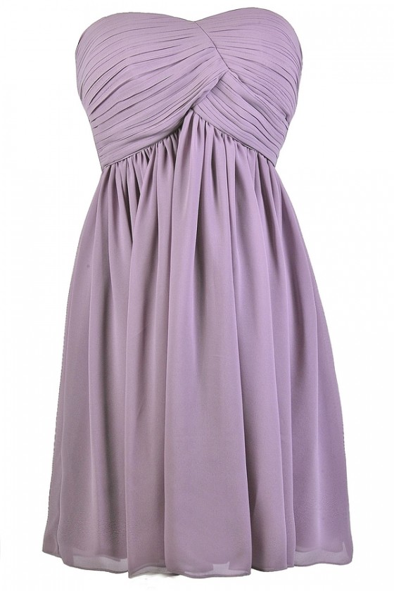 purple strapless dress