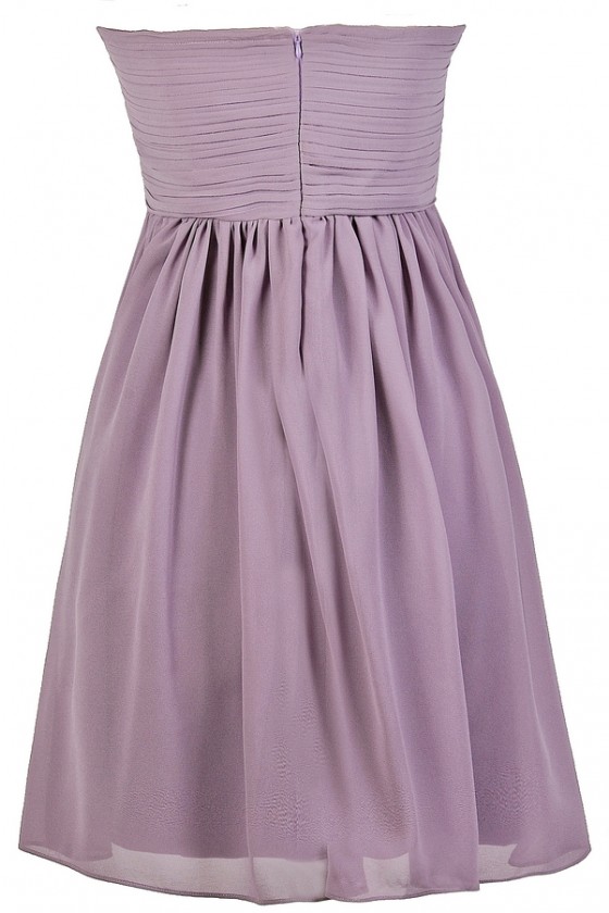 Cute Purple Dress, Purple Bridesmaid Dress, Purple Strapless