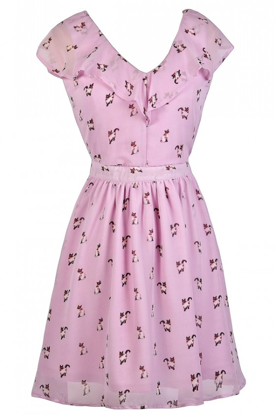 Cat Print Dress Purple Cat Print Dress Cute Cat Dress Cute Purple Dress Purple Summer Dress Purple Cat Ruffle Dress Cat Print Dress Lily Boutique