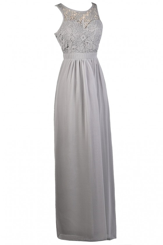 gray lace maxi dress