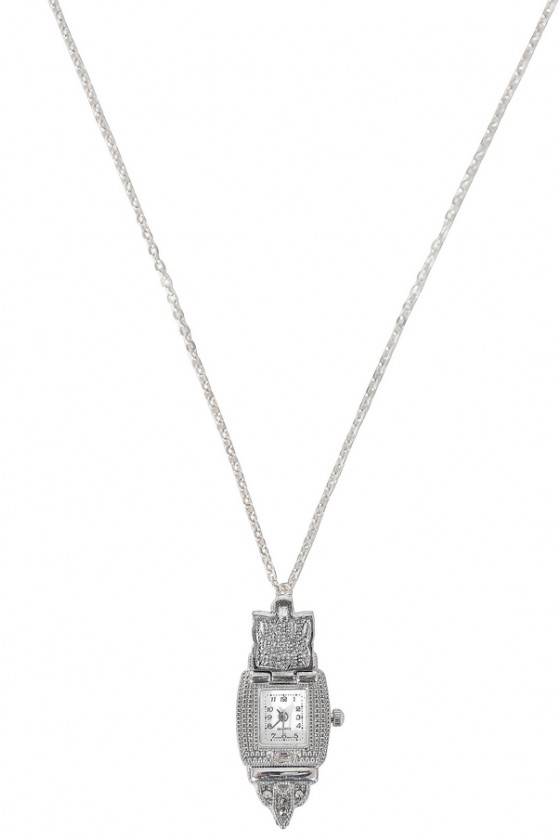 Silver Watch Necklace Silver Watch Pendant Silver Clock Necklace Silver Clock Pendant Cute Silver Necklace Cute Necklace Cute Silver Jewelry Lily Boutique
