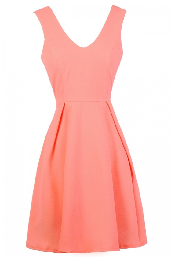 coral color summer dress