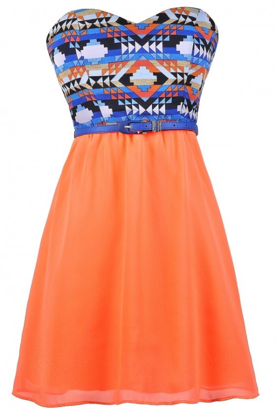 orange and blue sundress