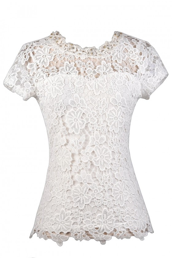 Cute Off White Lace Top, Ivory Lace Top, Cute Summer Top, Cute