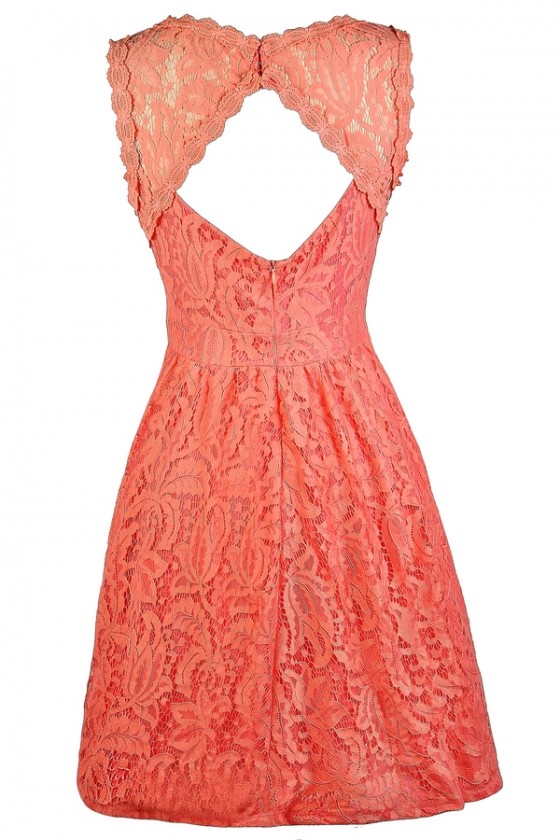 coral lace dress