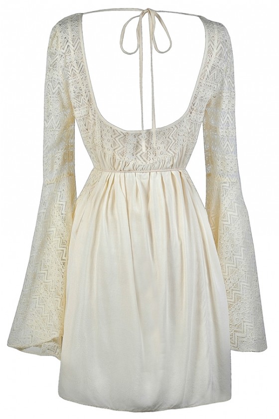 Maxi Dress Lace See Through Boho Dress Bell Sleeve Long Prom Dress