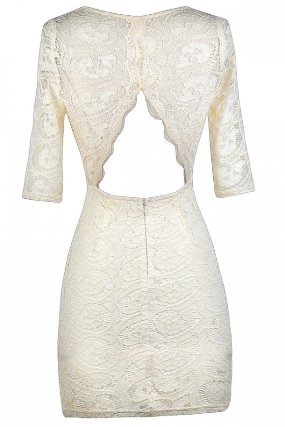 Beige Lace Dress, Cream Lace Dress
