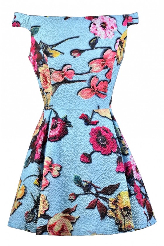 light blue floral print dress