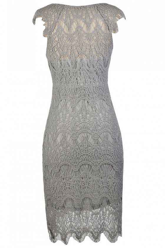 Gray lace sheath dress 2025
