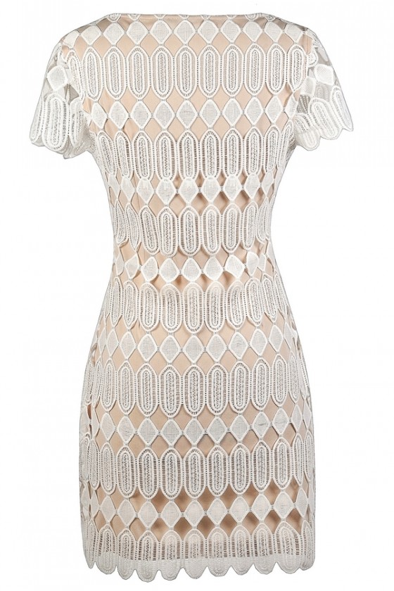 Beige & Ivory Lace Dress | Rehearsal Dinner Dress | Bridal