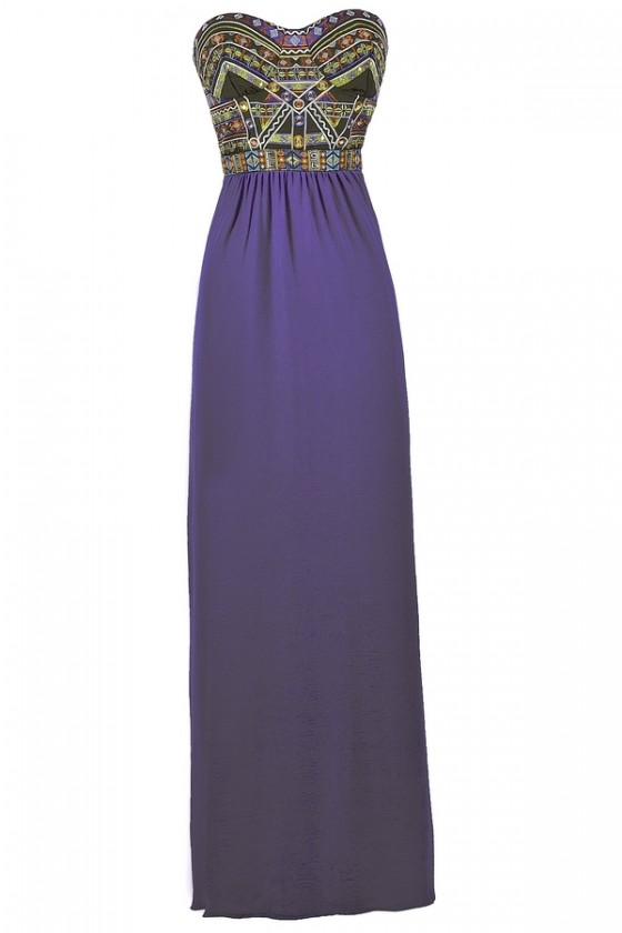 purple and blue maxi dress