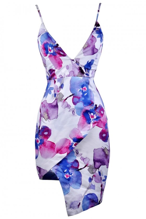 blue and purple floral dress