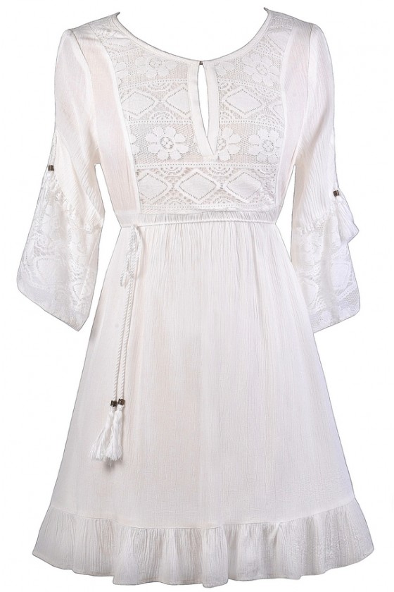 White Boho Dress, Cute White Dress ...