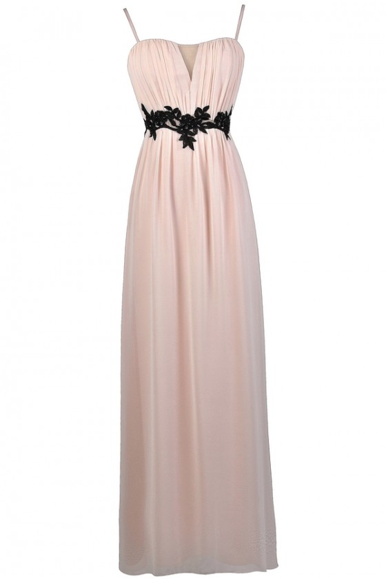 blush maxi bridesmaid dress