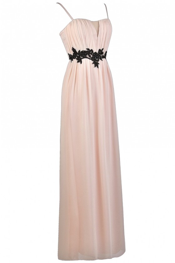 Pink and Black Maxi Dress Pale Pink Maxi Dress Pink Maxi Bridesmaid Dress Cute Pink and Black Dress Lily Boutique