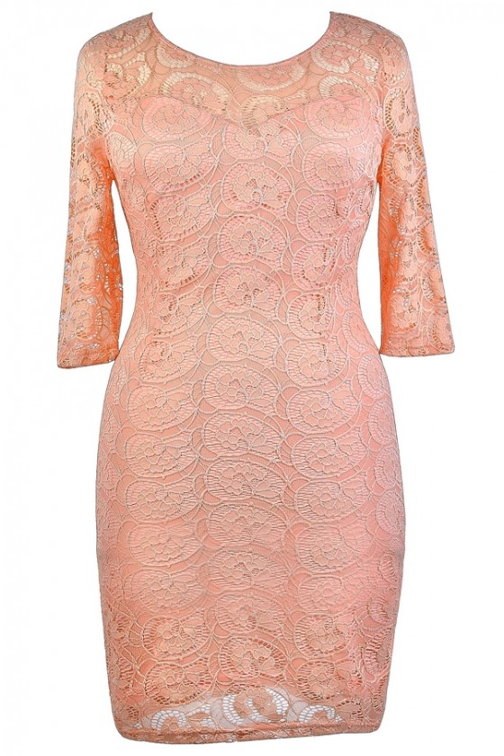 Peach Lace Plus Size Dress ...