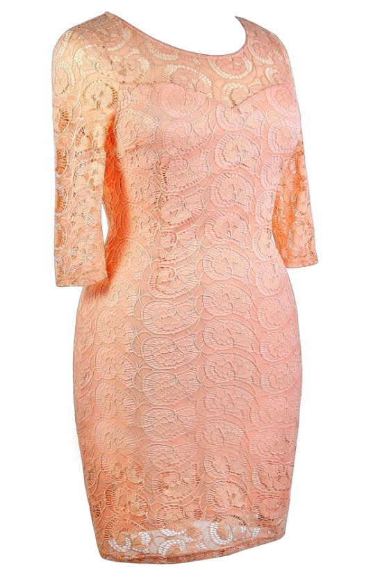 Plus Size Lace Dress Cute Plus Size Dress Peach Lace Plus Size Dress Pink Lace Plus Size Dress Lily Boutique