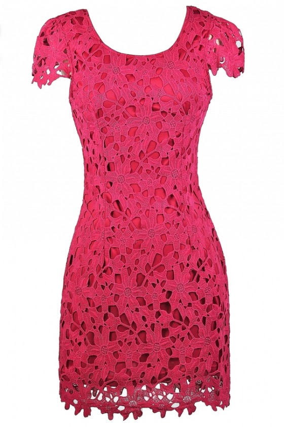 bright pink lace dress