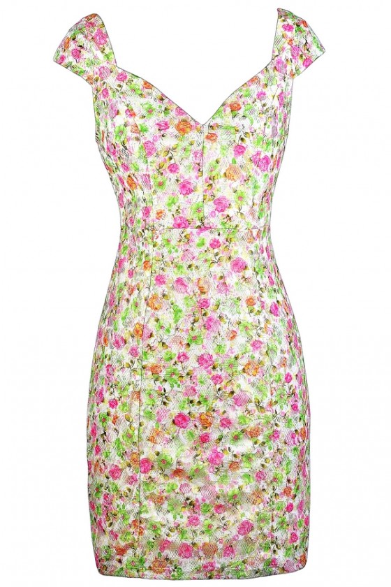 pink and green cocktail dress