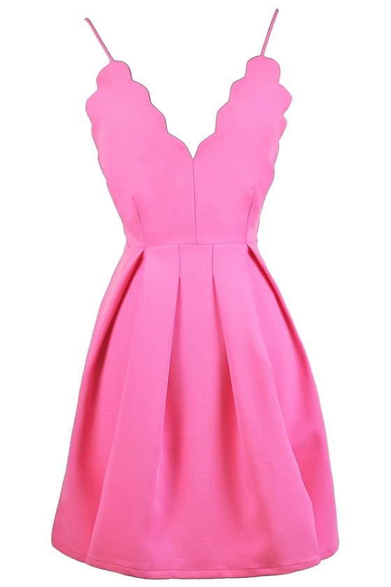 Hot Pink Party Dress Cute Pink Dress Pink A Line Dress Lily Boutique