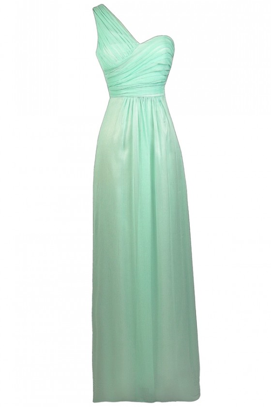 mint green one shoulder dress