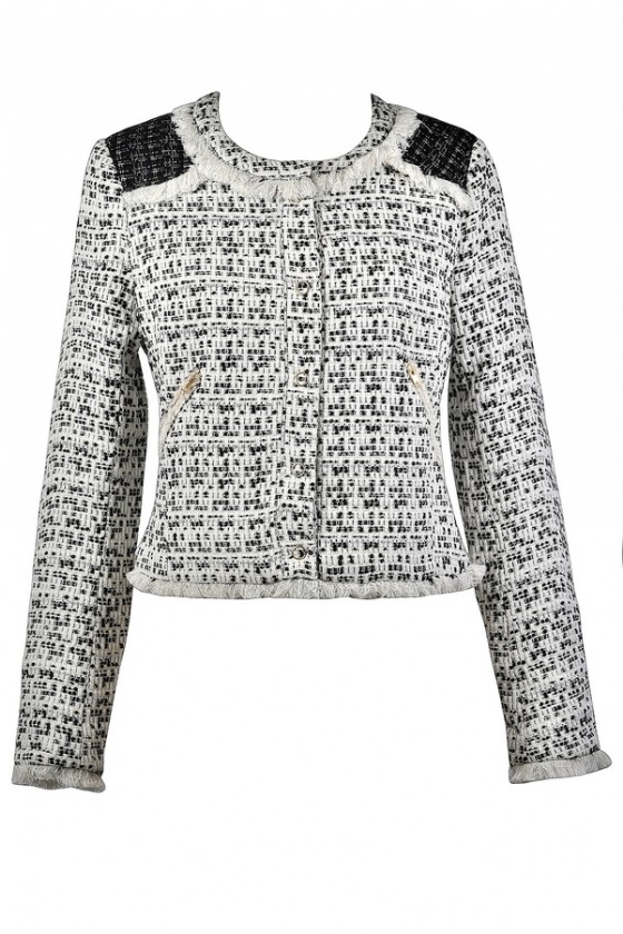 Chanel Style Jacket, Black & White Tweed Jacket, Cute Fall Blazer