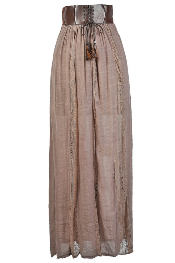 mocha maxi skirt