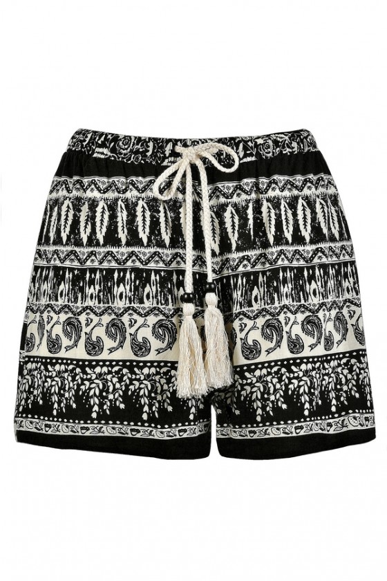 Seeing Patterns Black and Ivory Printed Shorts