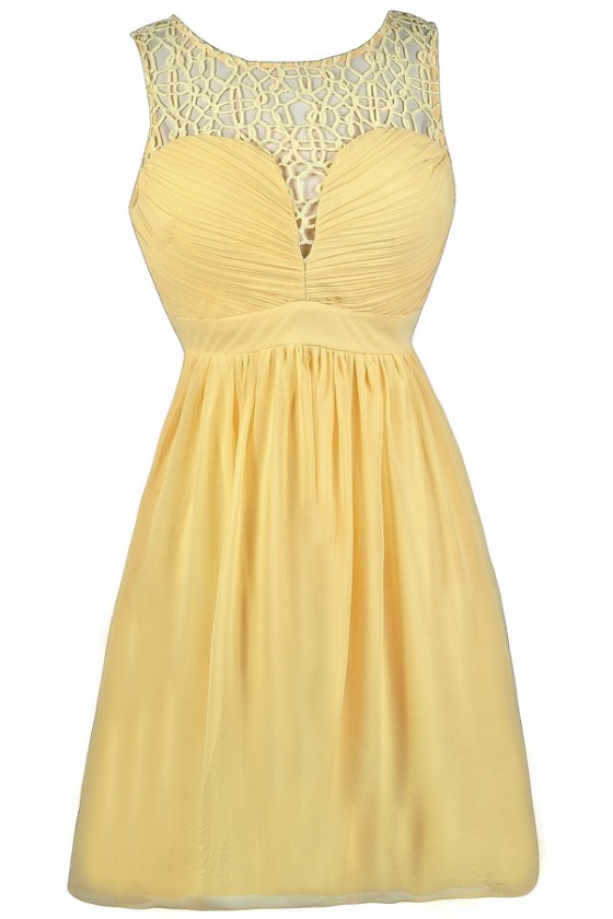 Yellow A Line Dress Yellow Crochet Dress Yellow party Dress