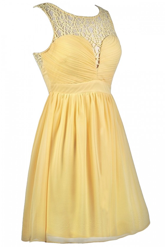 yellow a line dress