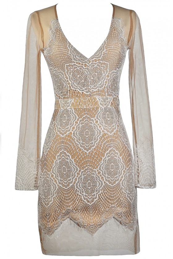 White deals beige dress