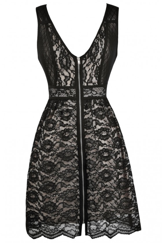 Black Lace A Line Dress Black Lace Party Dress Little Black
